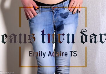 Trailer: jeans turn dark – TS pisses in her pants – jeans wetting – Emily Adaire trans german soaking wet casual skinny